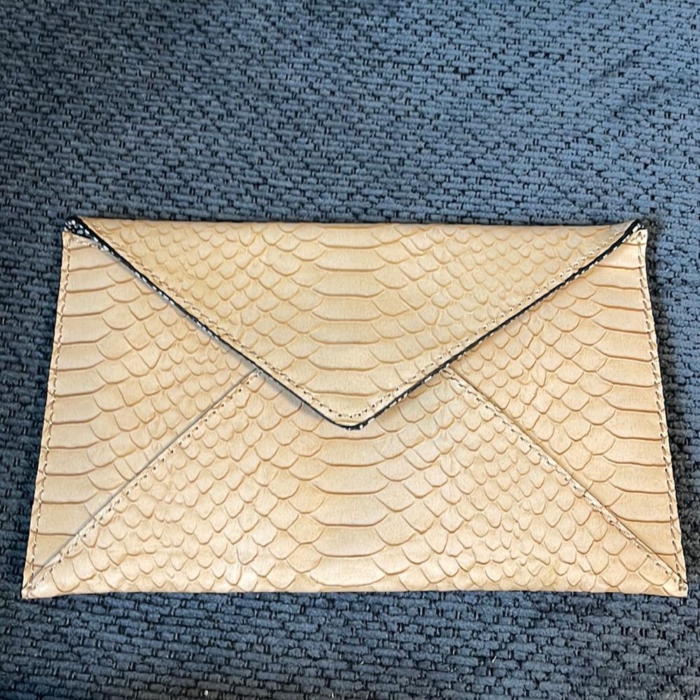 NWT Loeffler Randall Nude Leather Clutch
